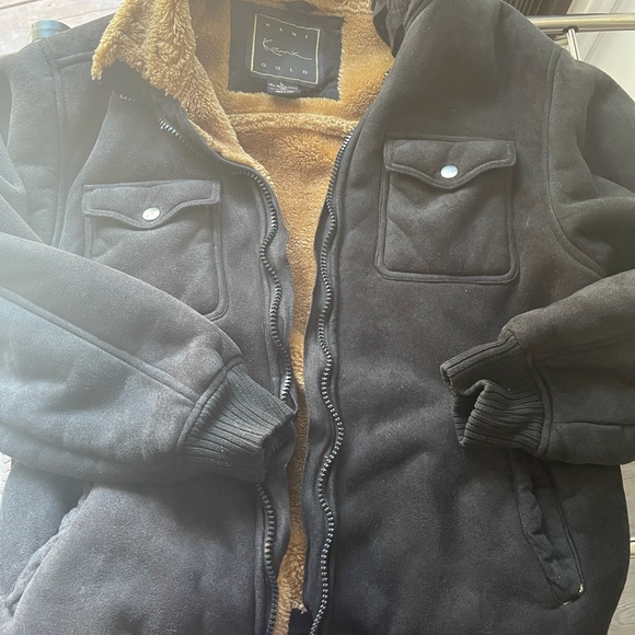 SOLD! Karl Kani Gold Men's Brown Suede/Fur Jacket Full Zip Large - Picture 1 of 4